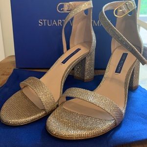 New Stuart Weitzman Nearly Nude Sandal- Platinum
